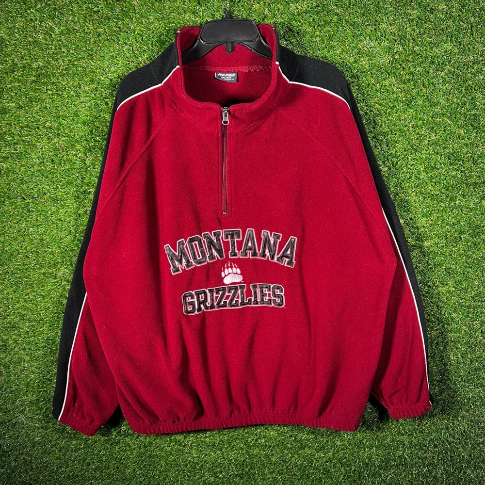 Pro Edge Montana‎ Grizzlies Mens 2XL Maroon Fleece Quarter Zip Pullover